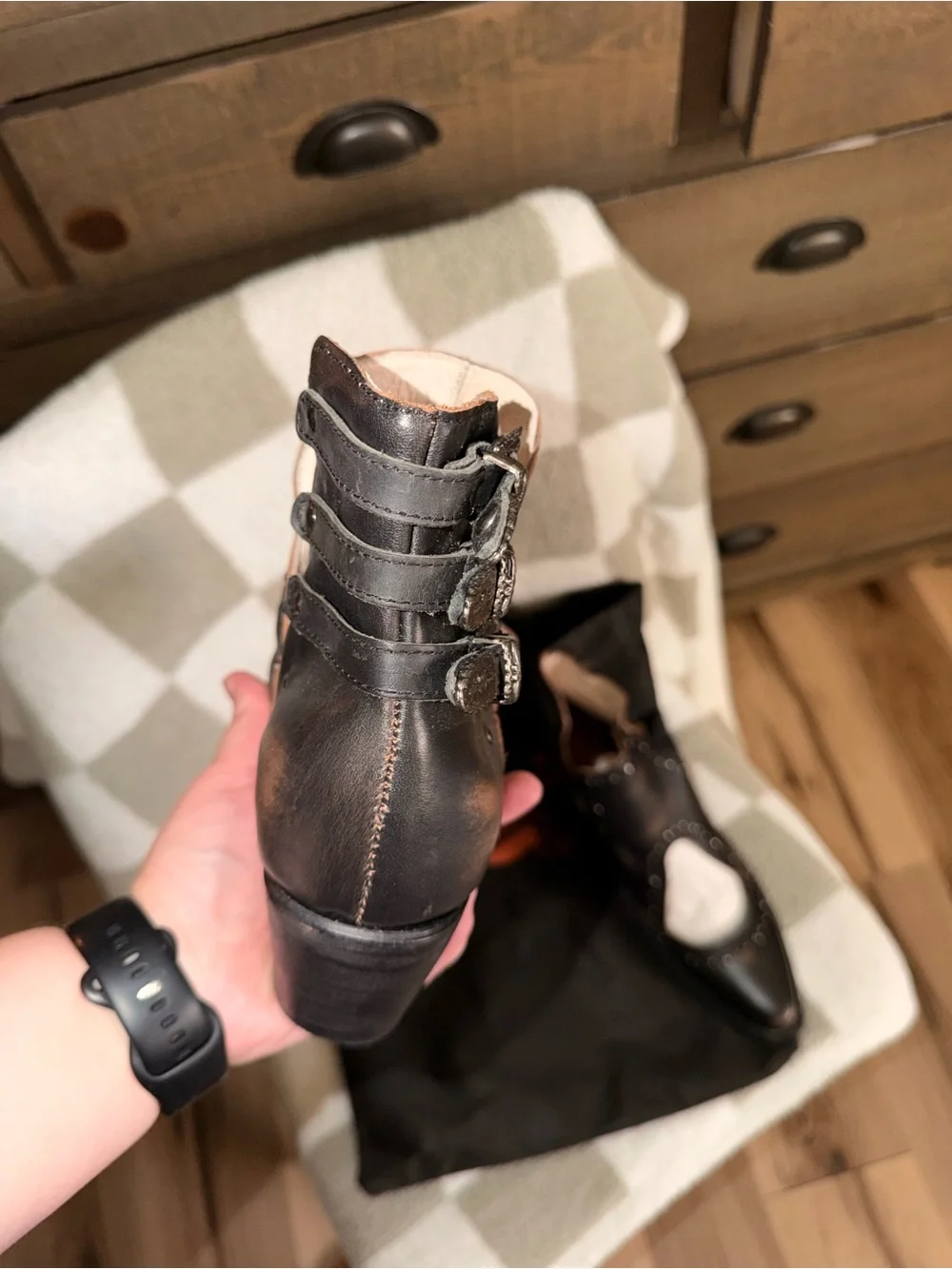 freebird Black Leather Cutout Ankle Booties